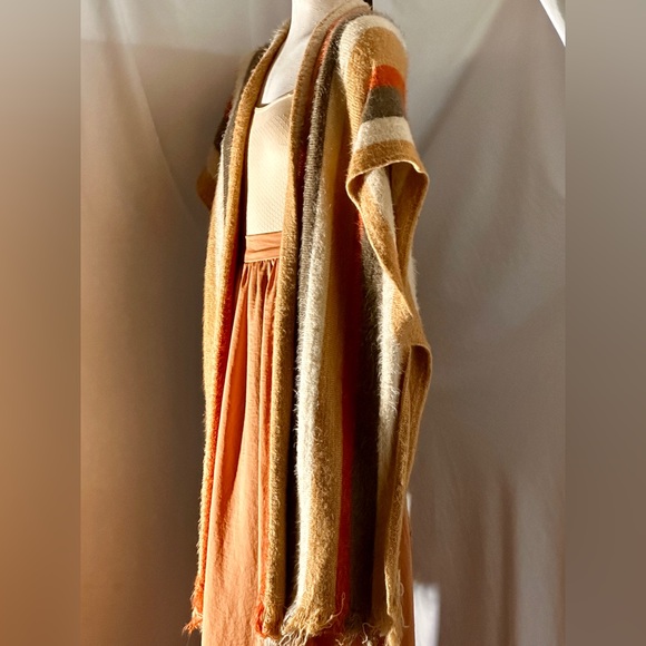 Kori America Striped Open Front Cardigan Vest S/M Boho Fall Layering - Picture 2 of 12